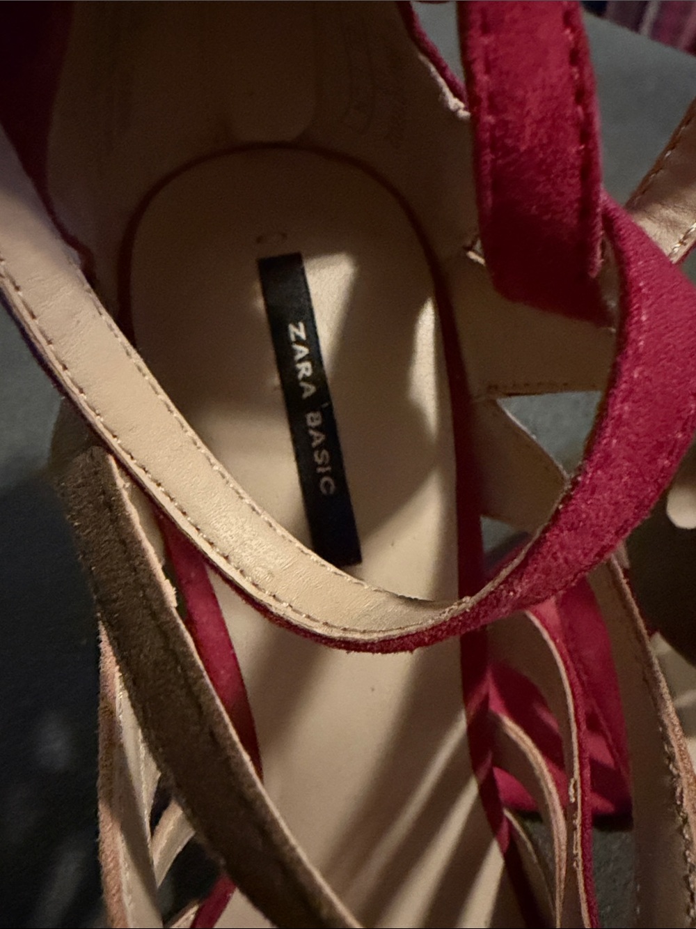 Zara Fuchsia and Beige Strappy Heeled Sandals